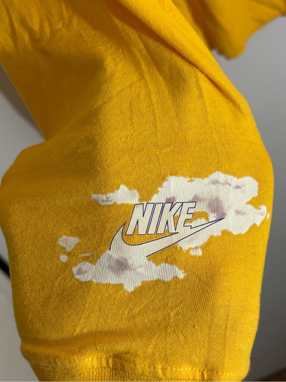 Nike Men’s Long-Sleeve Basketball Graphic Tee - Yellow with Multi-Panel Chest - Picture 3 of 5
